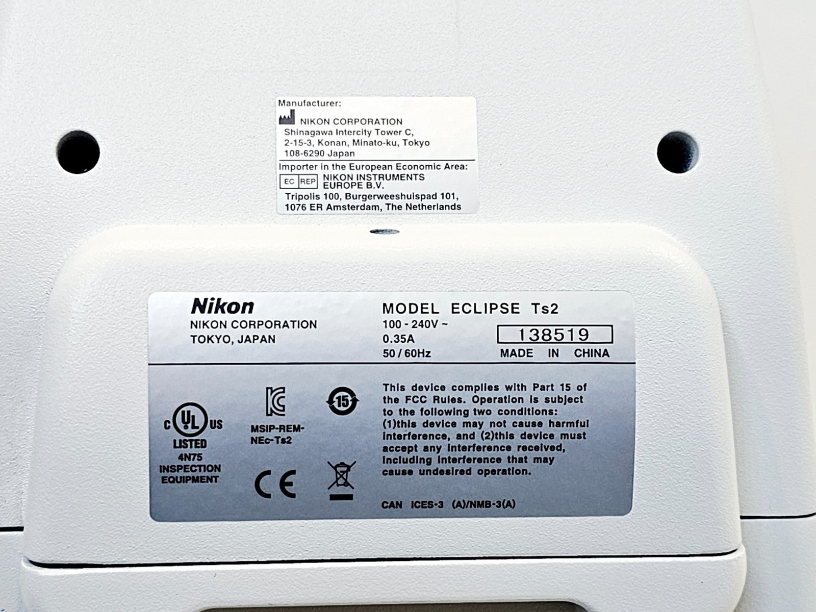 Nikon Eclipse microscope angled three-quarter front view