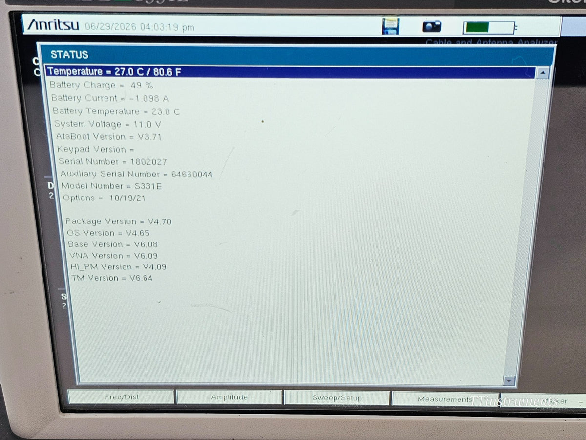 Anritsu S331E close-up keypad function keys site master
