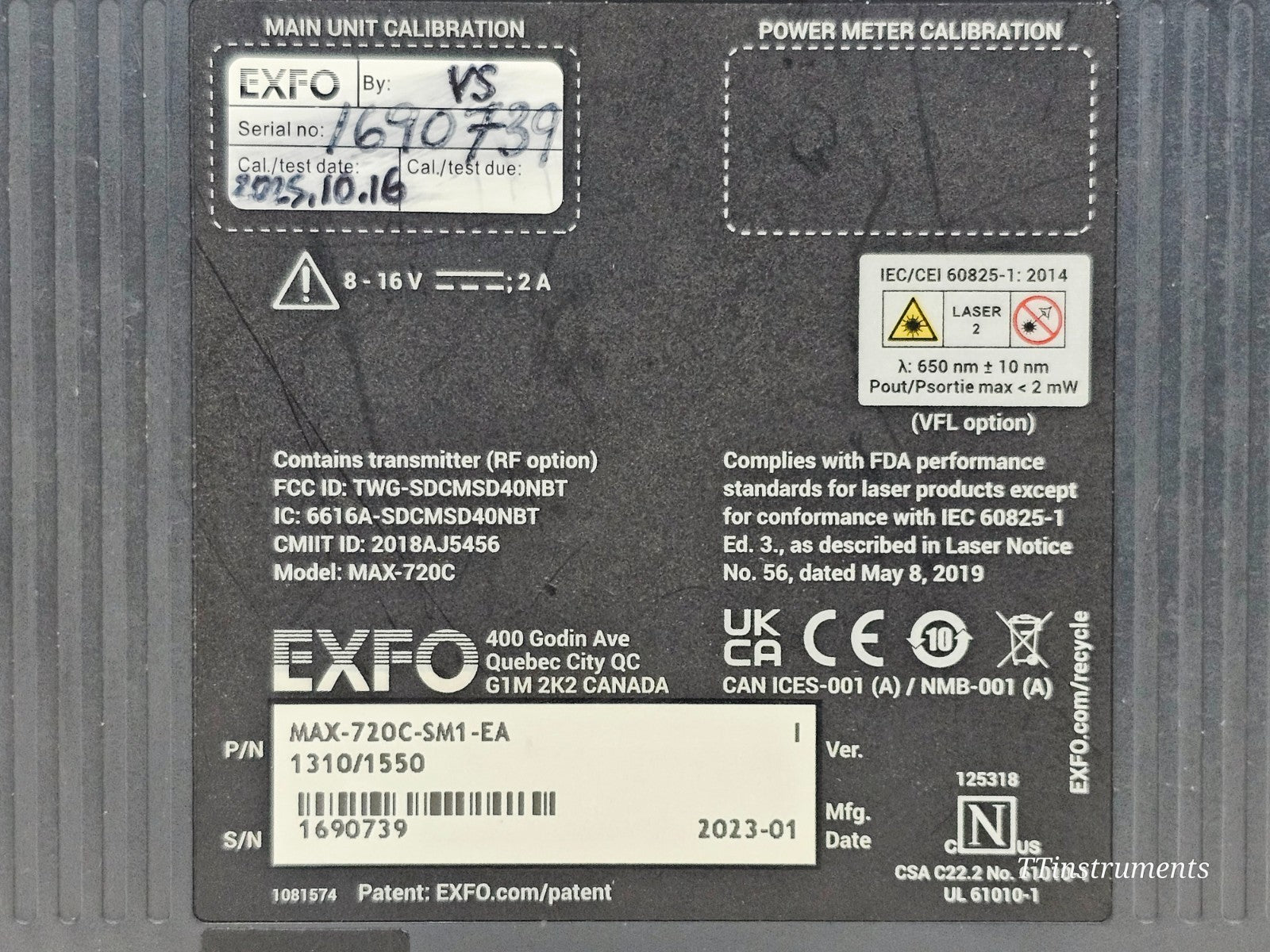 EXFO MAX-720C-SM1-EA OTDR screen displaying trace measurement results