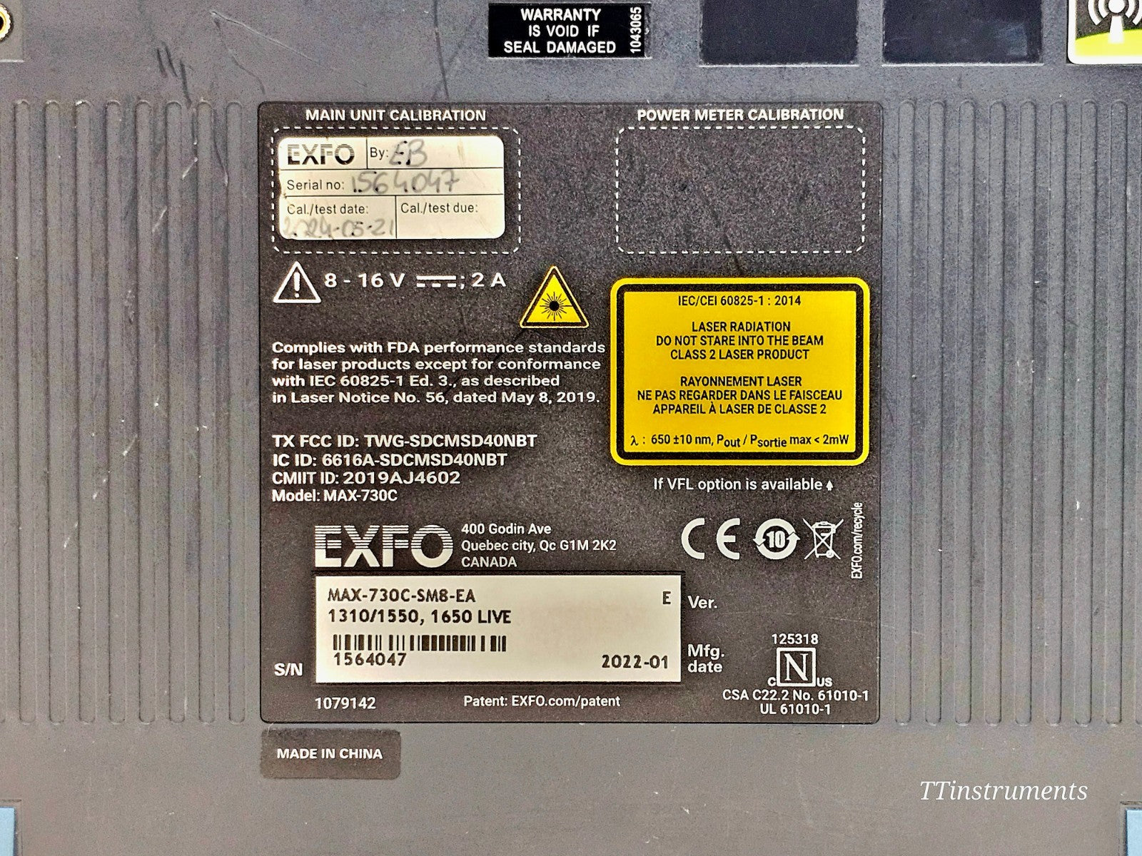 EXFO MAX-730C-SM8-EA OTDR angled view showing overall condition