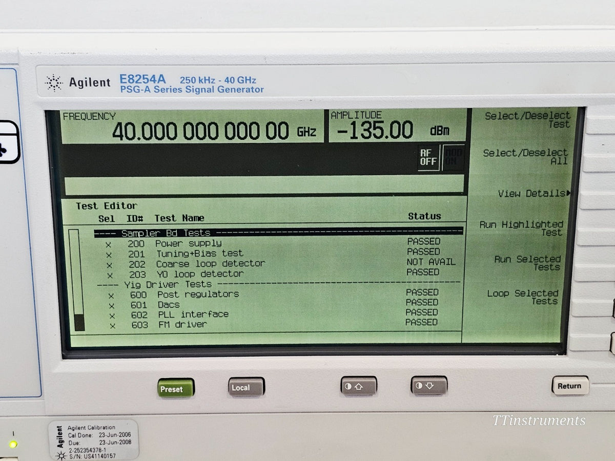 Agilent E8254A PSG-A Series 250 kHz - 40GHz Signal Generator 1E1 1EA UNJ17