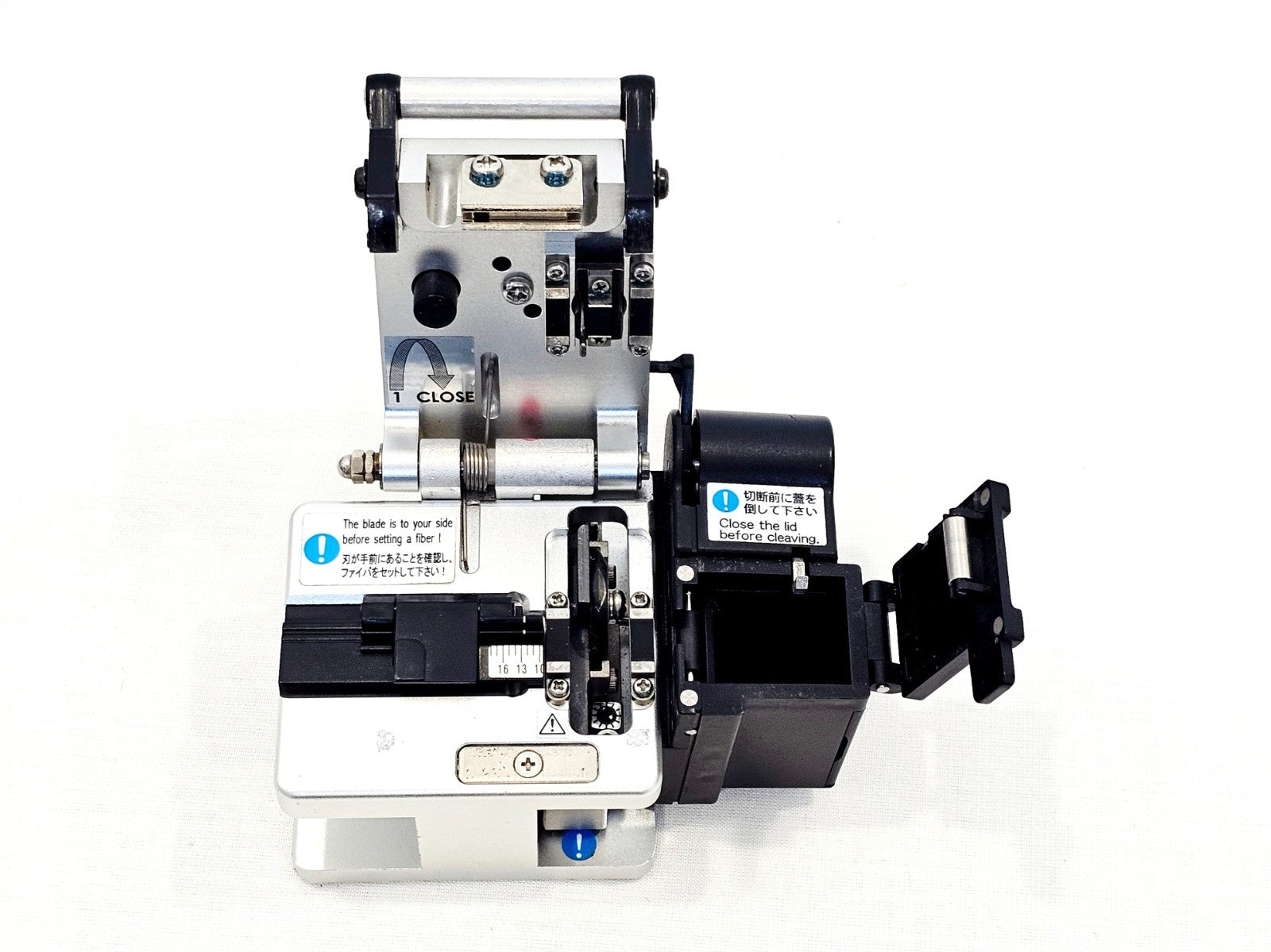 Sumitomo Electric fiber optic test equipment side angle view showing ports and connectors