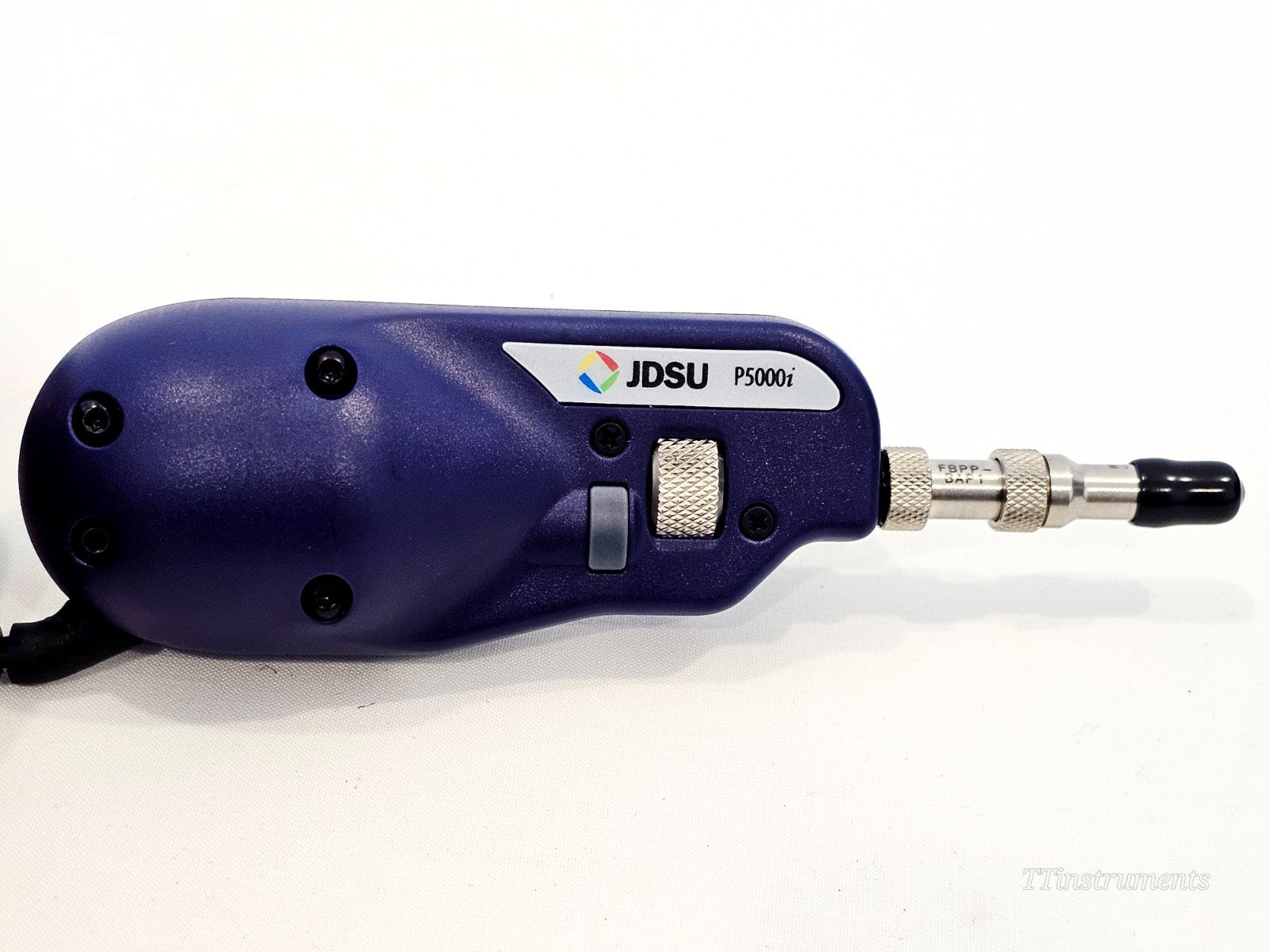 JDSU Viavi fibre optic tester side angle view showing ports and connectors