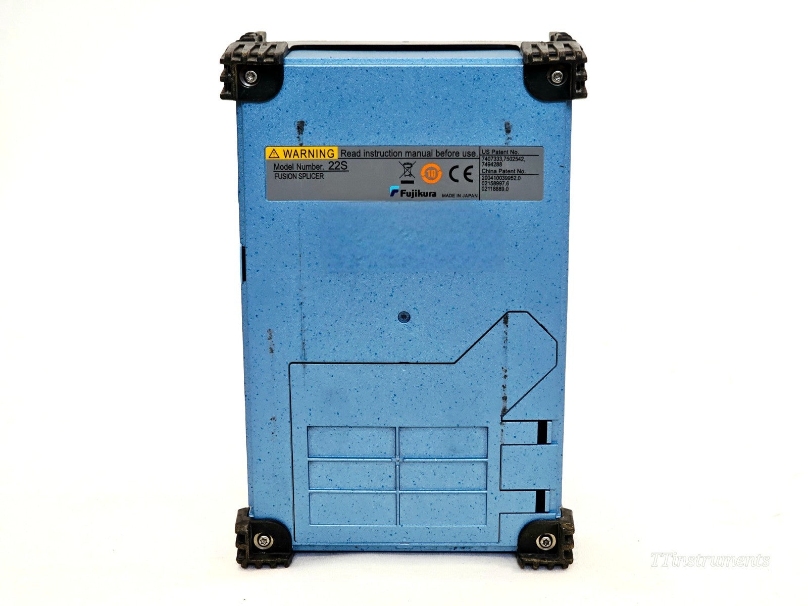 Fujikura 22S splicer display screen and fibre alignment chamber