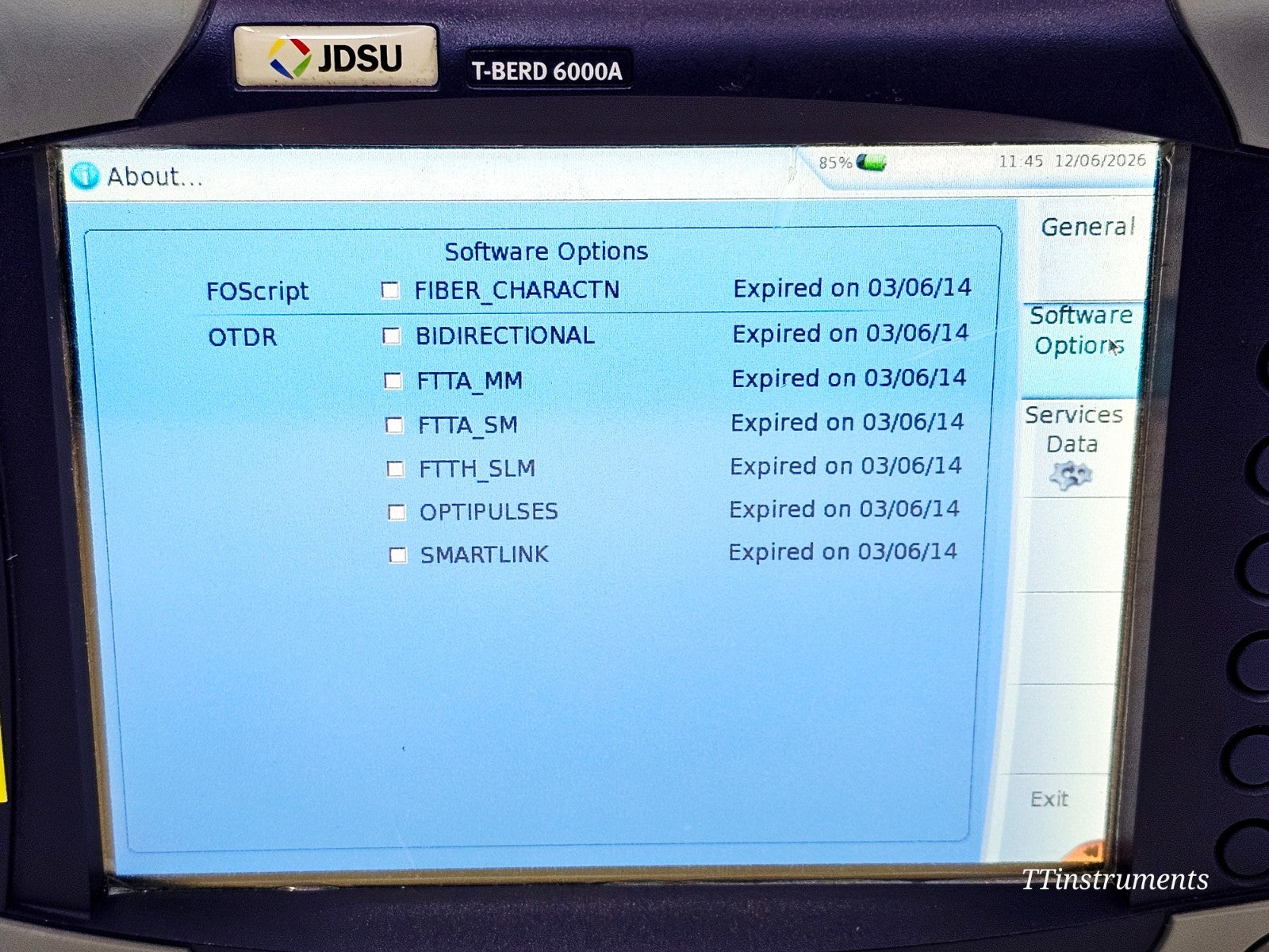VIAVI JDSU optical spectrum analyser label and specification plate