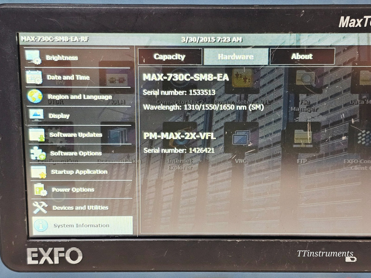 EXFO MAX-730C-SM8-EA MaxTester PON/Metro OTDR 1310/1550/1650nm iOLM IADV + PM9