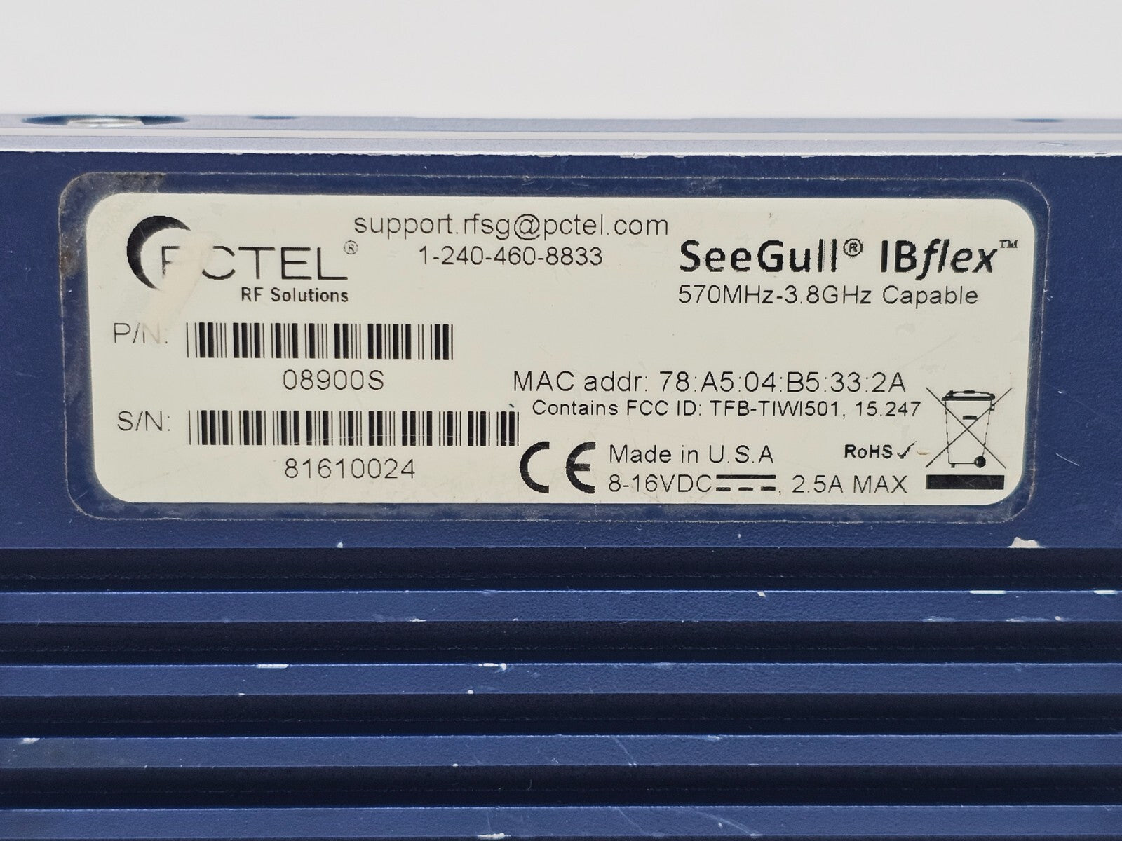 PCTEL SeeGull IBflex 570 MHz - 3.8 GHz Scanning Receiver 08900S XX Options TDLTE