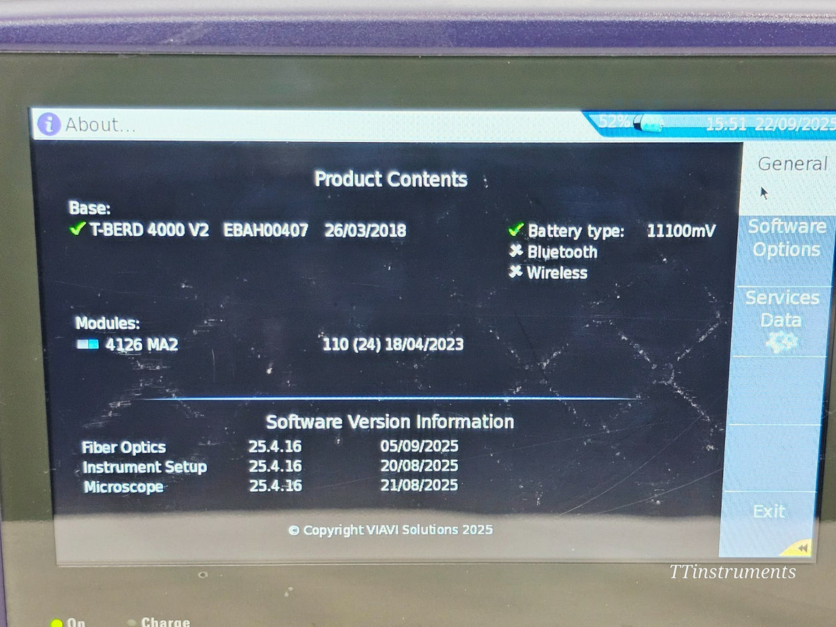 Viavi JDSU MTS 4000 V2 Platform + 4126 MA2 SM 1310/1550 nm OTDR MFD 2018 SC-APC14