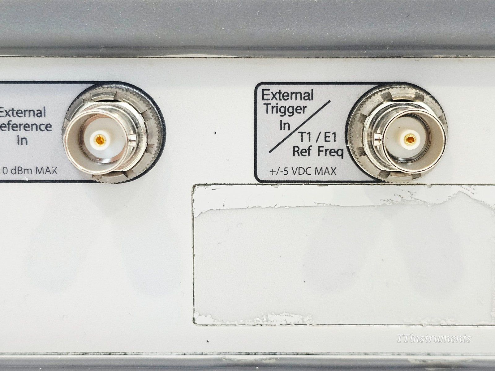 Anritsu S331E serial number label and model identification plate close-up