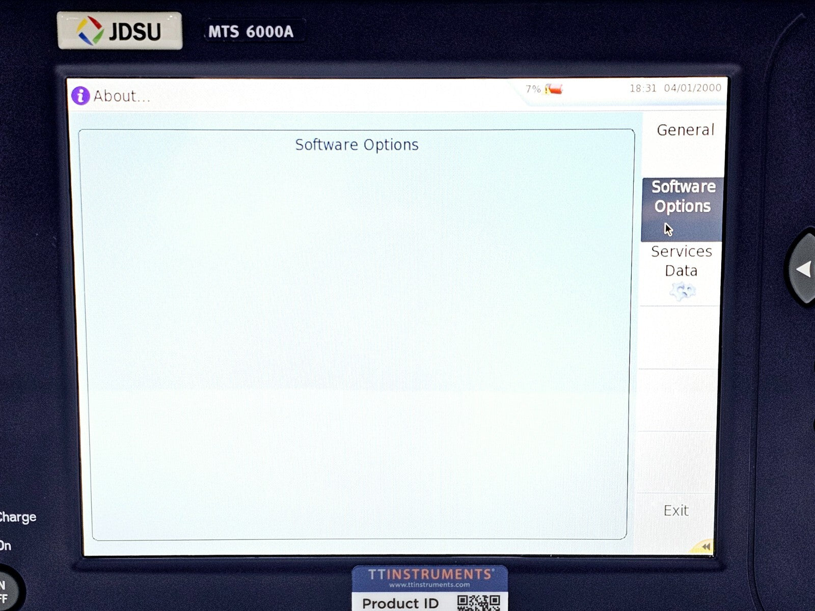 Viavi 6000V2 OSA spectrum analyser showing DWDM channel measurement on screen