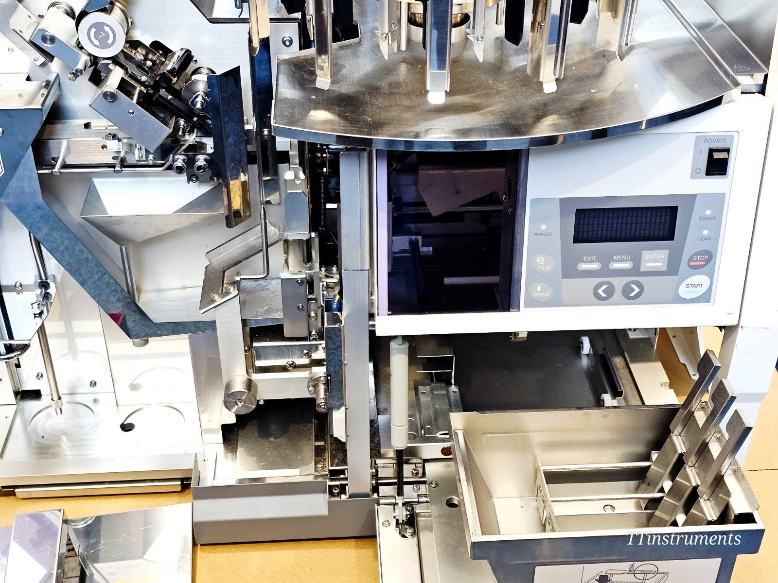 Sakura Tissue-Tek coverslipper top view showing slide loading area
