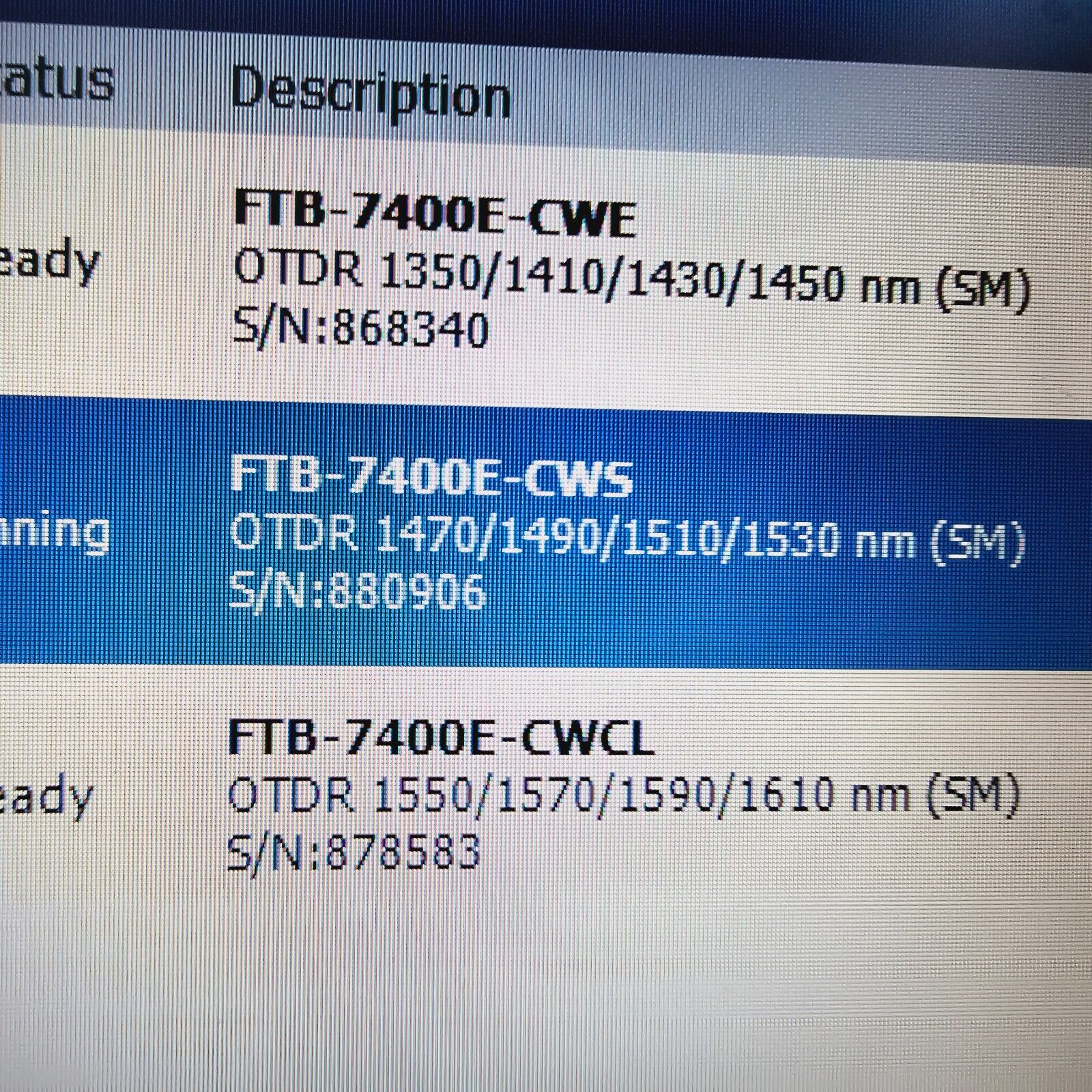 EXFO 3x FTB-7400E CWS CWCL CWE SM APC Multi-wavelength OTDR 1350/1610 nm iOLM