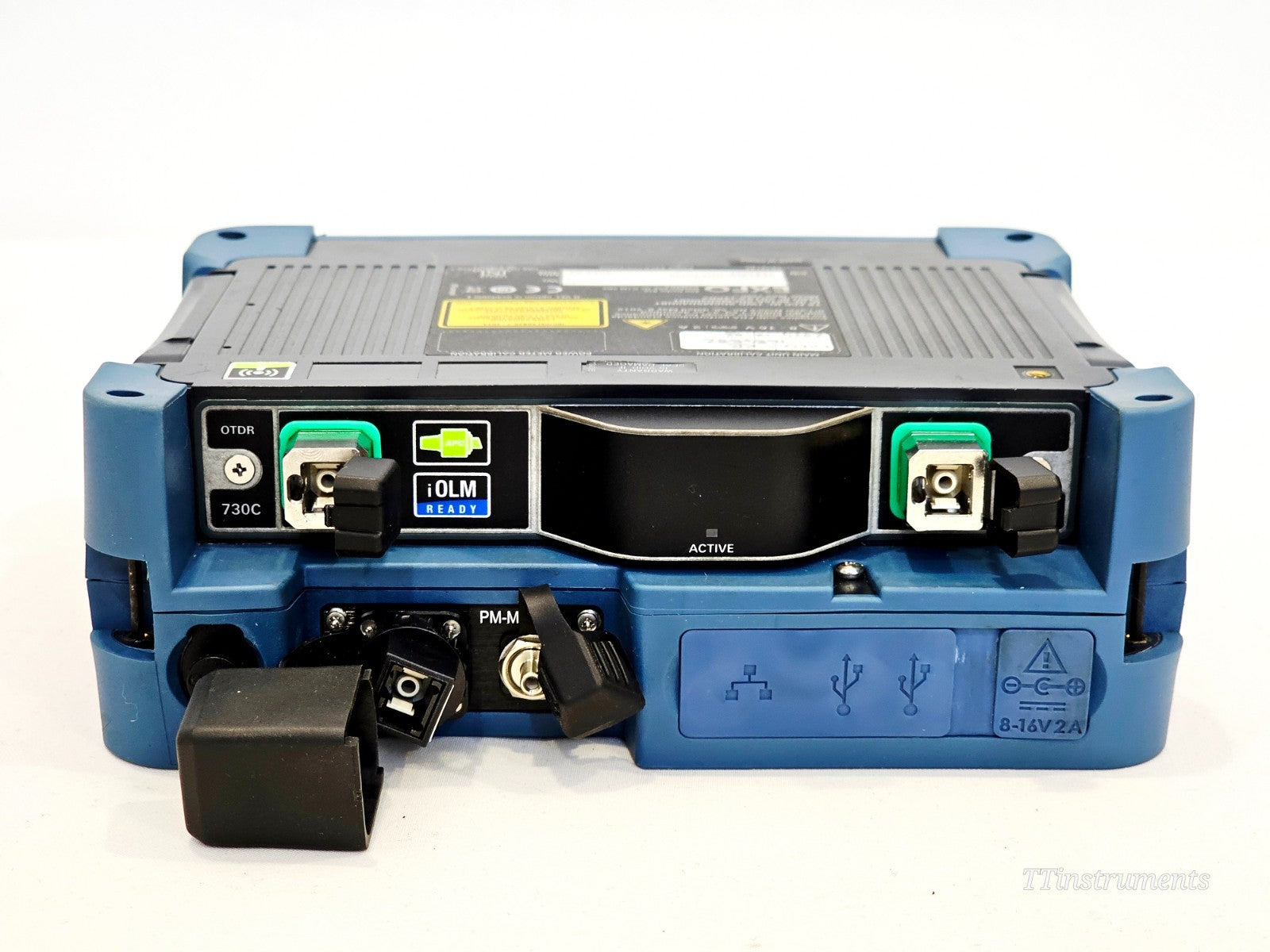 EXFO MAX-730C-SM8-EA OTDR rear panel view showing connectors and labelling