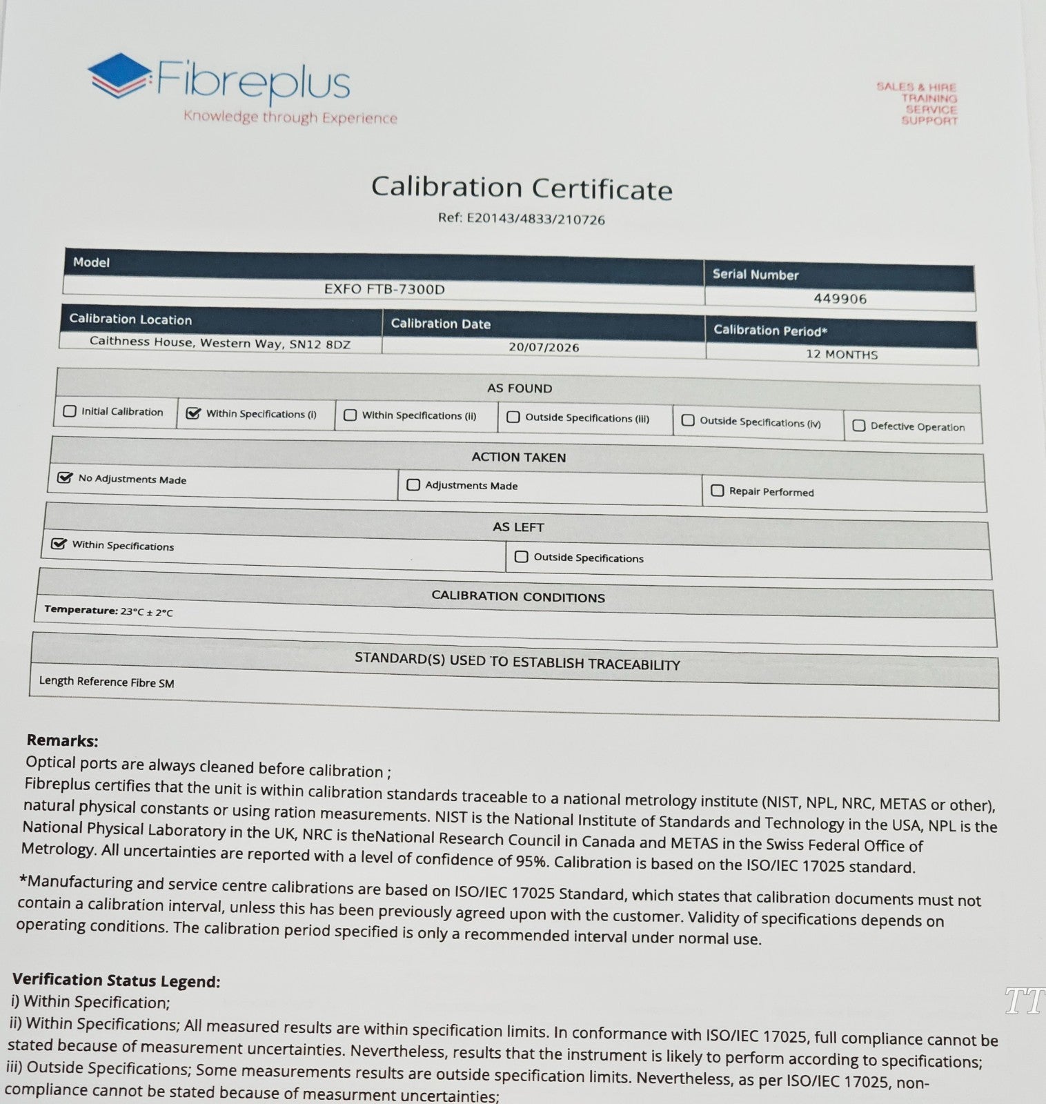 Calibrated EXFO FTB-200 with FTB-7300D SM OTDR 1310/1550/1625 nm FTB-7300D-234B2