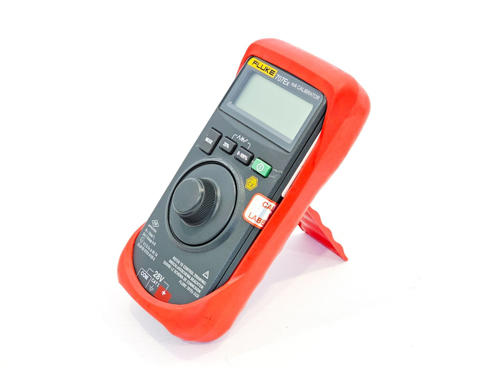 Fluke 707Ex loop calibrator side view showing terminal connections and ports