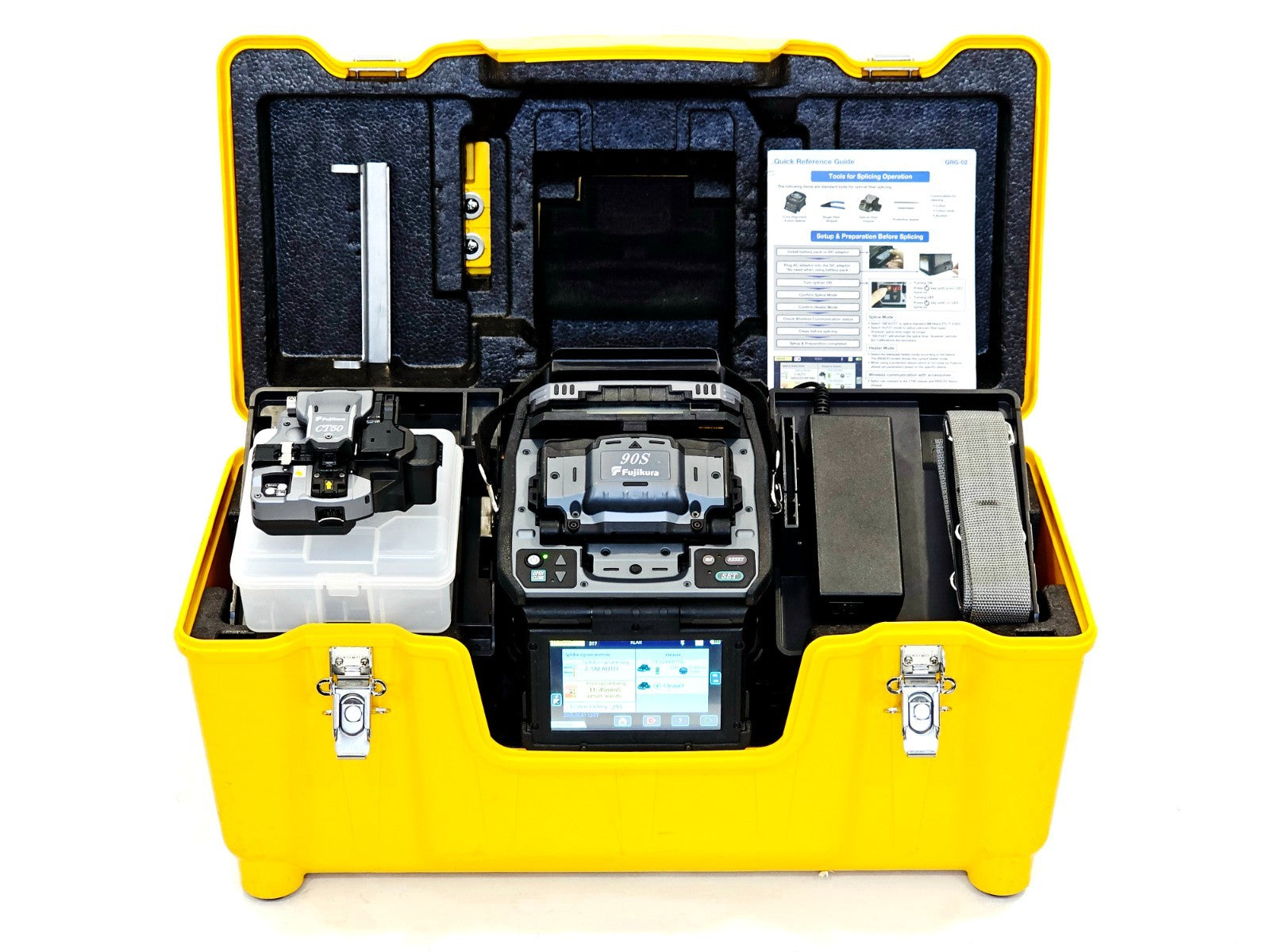 Fujikura 90S fusion splicer refurbished unit front view with display screen