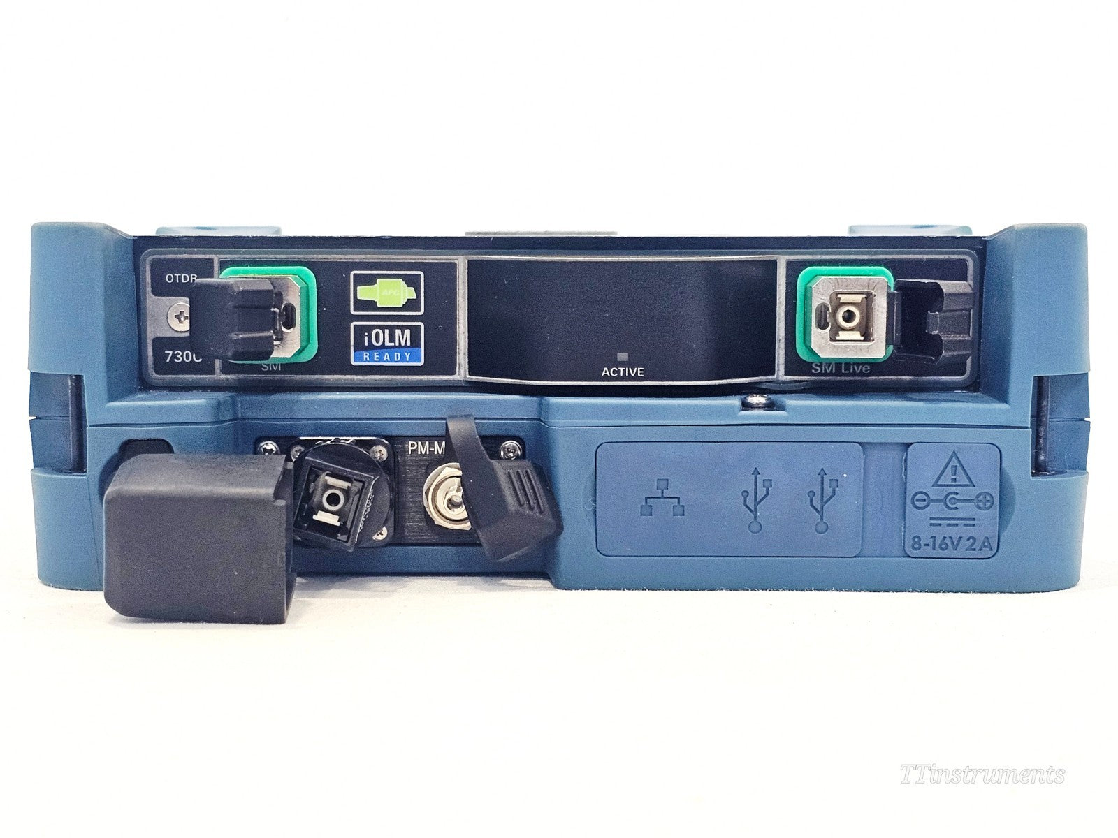 EXFO MAX-730C-SM8-EA OTDR optical port and connector close-up detail