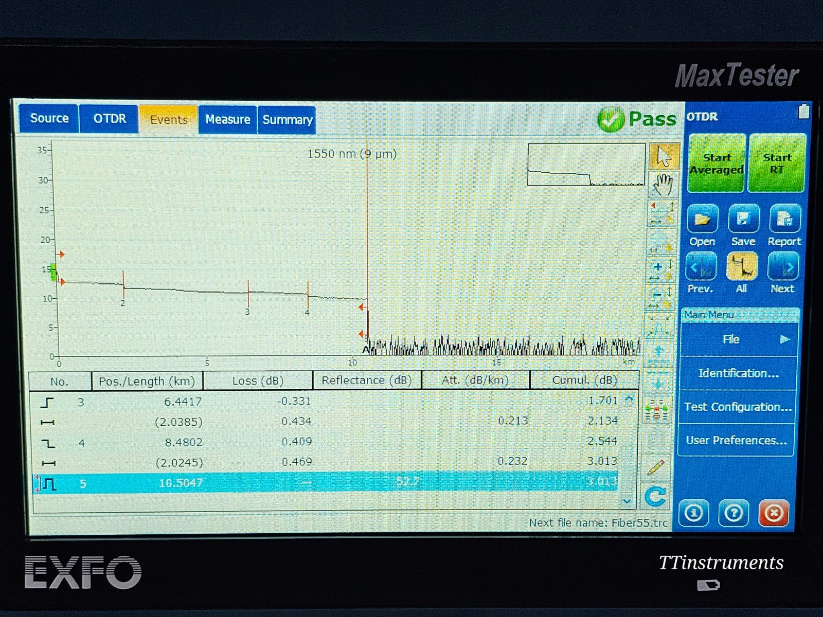 EXFO MAX-720C-SM1-EA used OTDR full unit view single-mode fibre test instrument