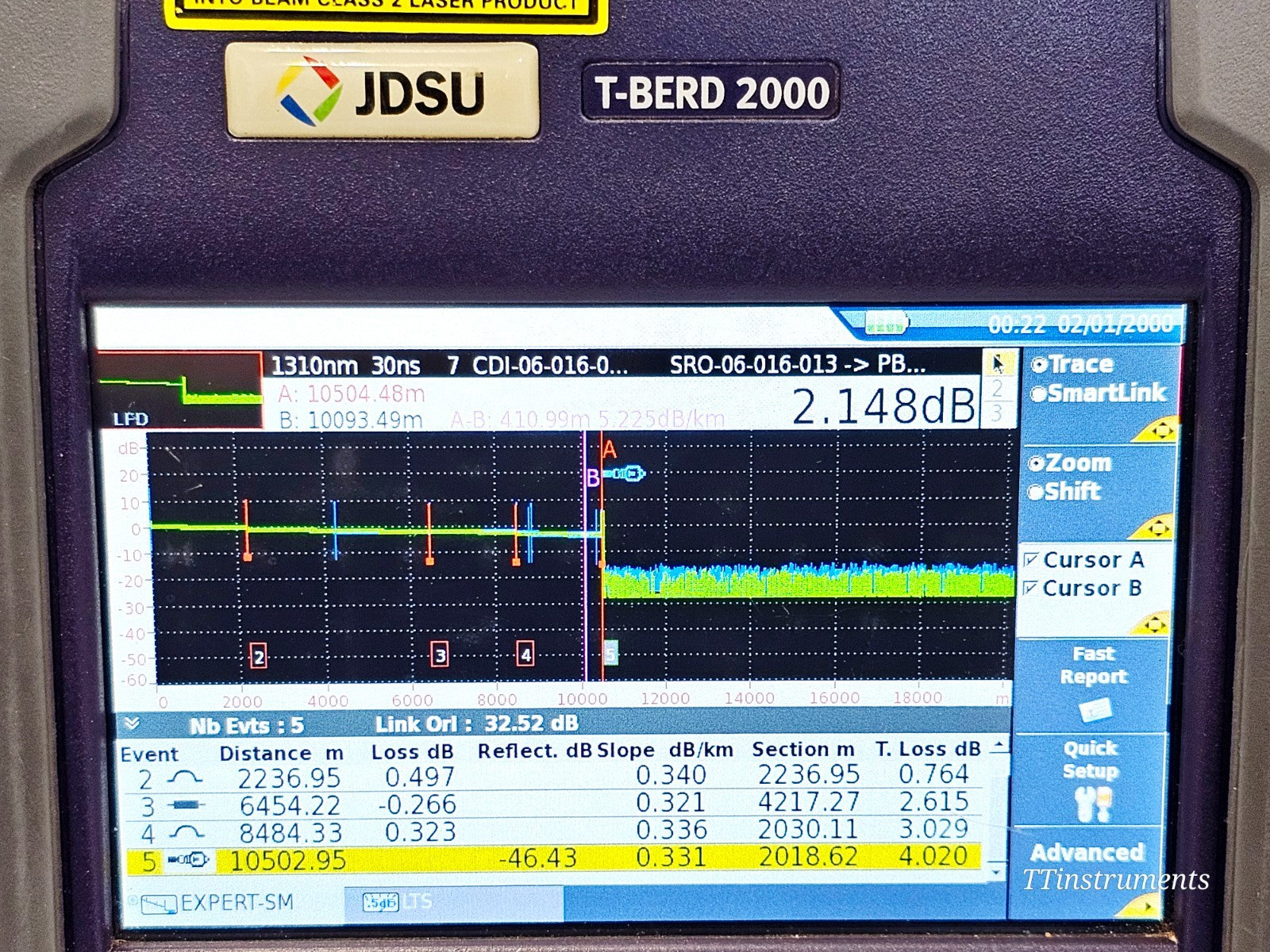 Viavi JDSU T-BERD 2000 + 4138 RMP65 1310/1550 & 1650 nm Filtered Metro PON OTDR20