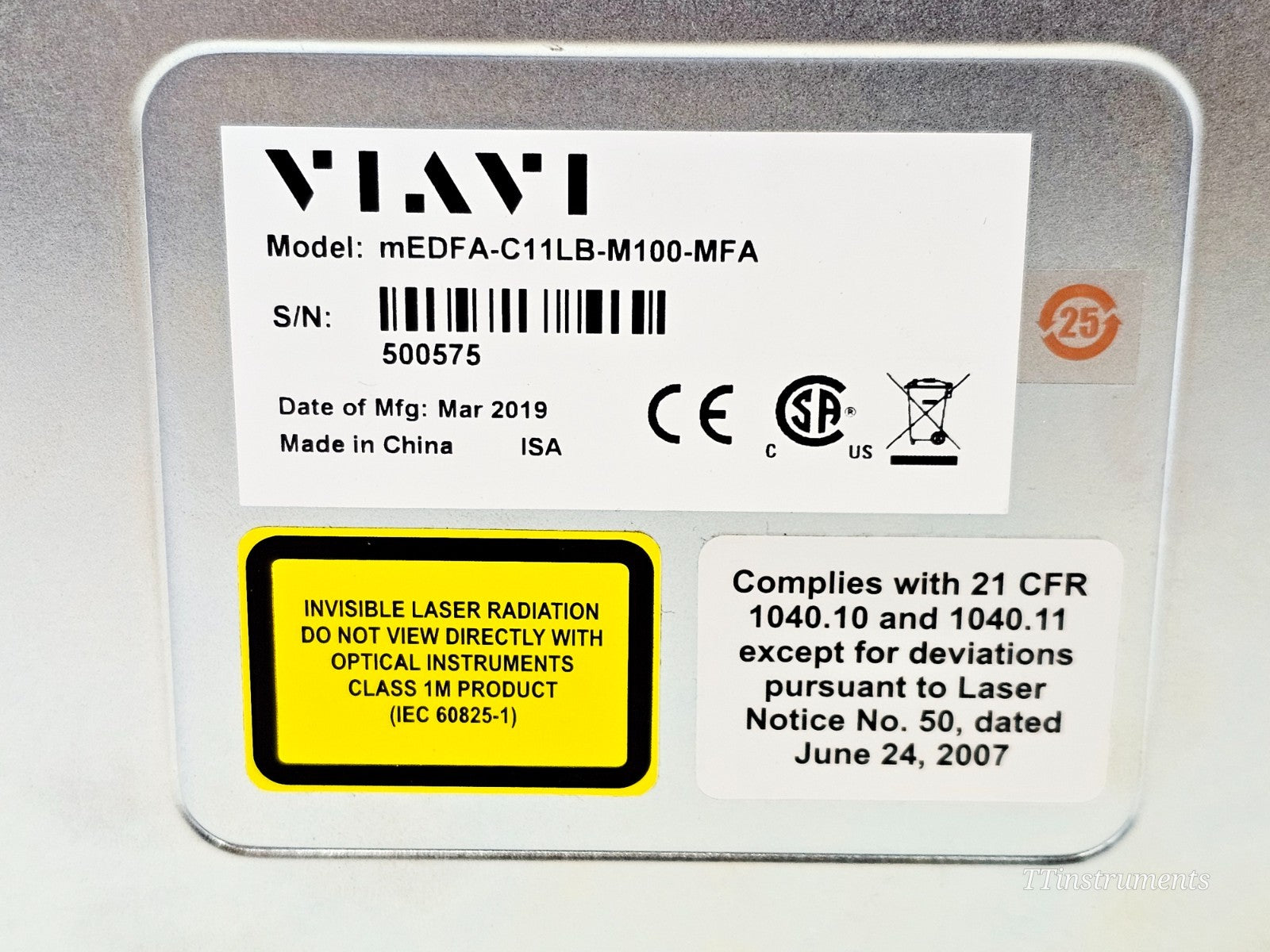 Viavi JDSU mEDFA-C1 L-band Amplifier SM APC mEDFA-C11LB-M100-MFA 1565-1610 nm