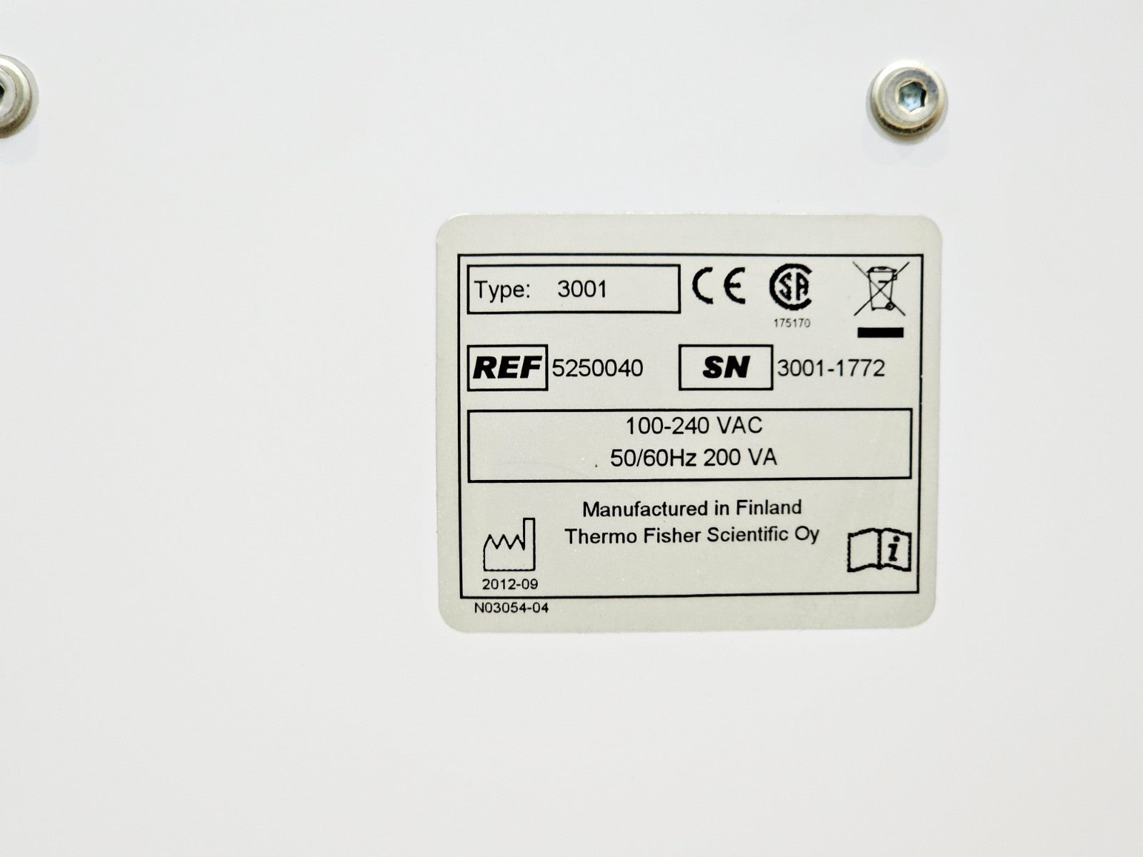 Thermo Scientific Varioskan Flash Type 3001 Microplate Reader 5250040 MFD 2012