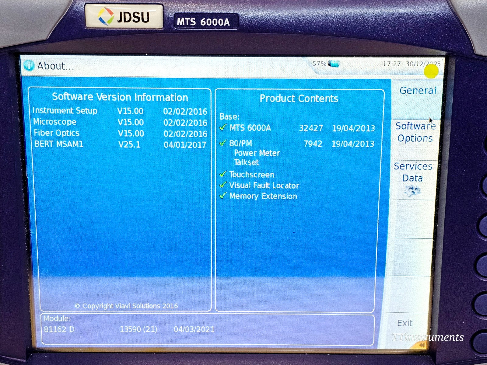 Viavi JDSU MTS 6000A + 81162D 1625 Filtered OTDR 50 dB High Power In-service