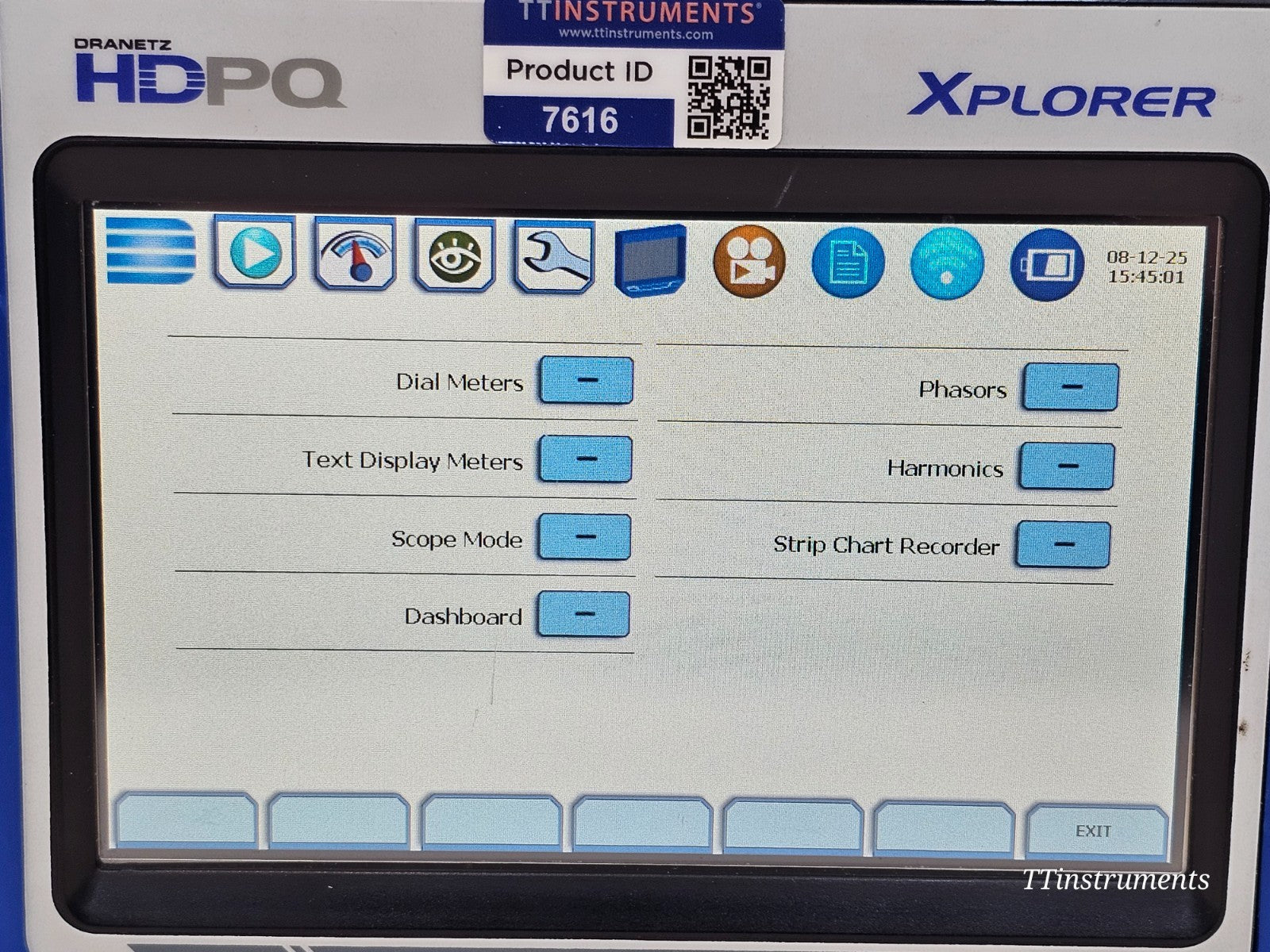 Dranetz HDPQ Xplorer with DRANFLEX 3000XLB current sensors connected to voltage input terminals