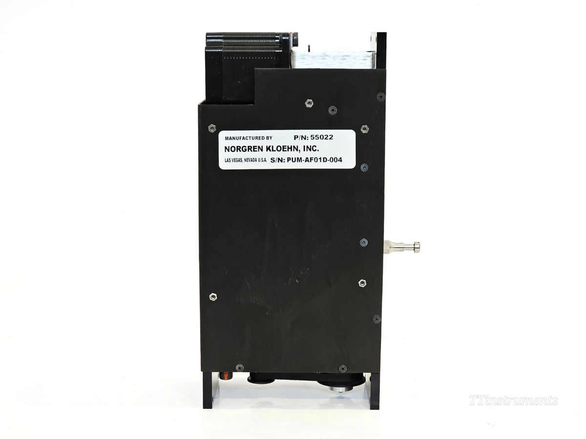 Norgren Kloehn lab pump side view showing mechanical assembly and stepper motor