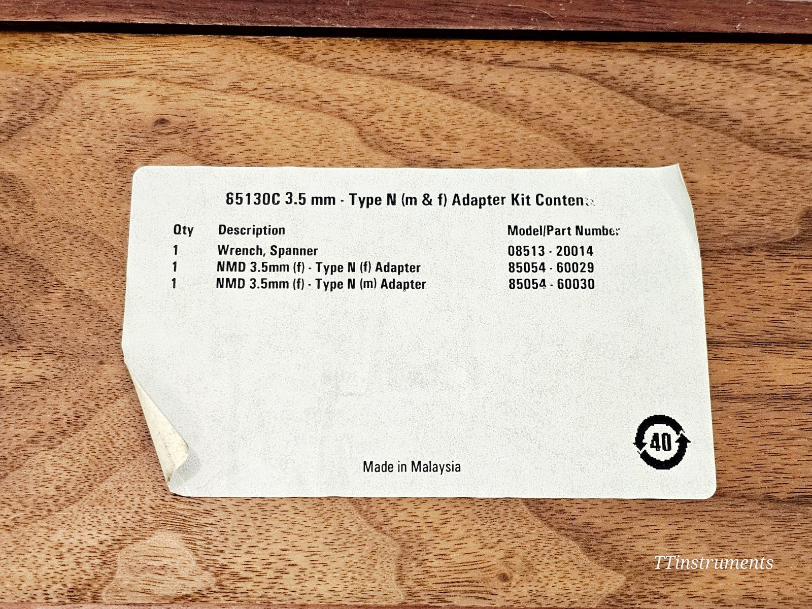 Keysight Agilent 85130C 3.5 mm Test Port - Type N (m&f) Adapter Kit
