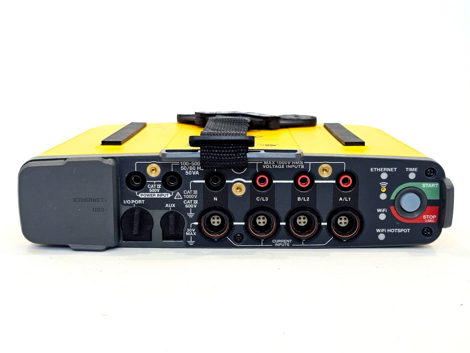 Fluke 1748 analyser side view showing input connection ports