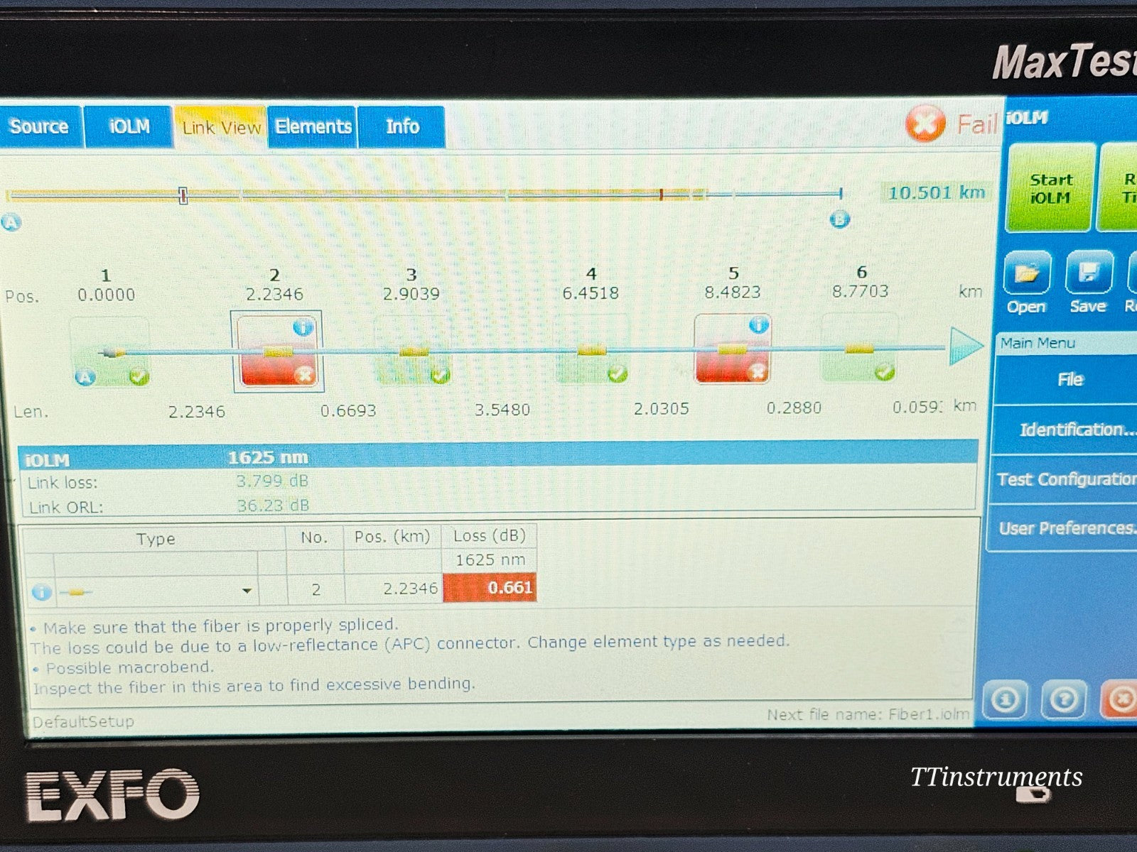 Calibrated EXFO MAX-730C-SM2 iOLM iADV 1310/1550 + 1625 Live  + FIP-430B Scope17