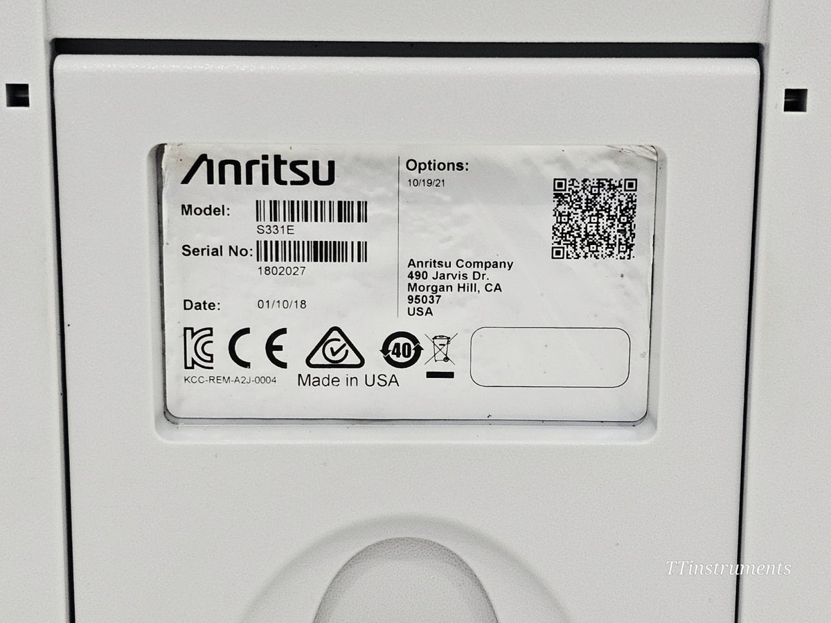 Anritsu S331E used site master label and serial number plate
