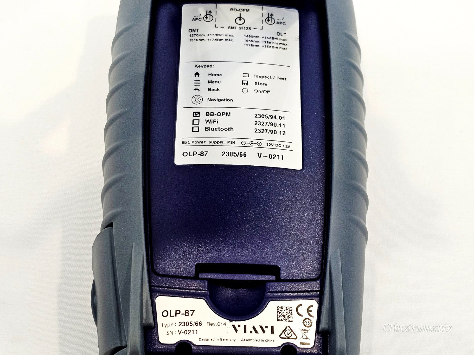 VIAVI OLP-87 handheld fiber power meter button layout close-up