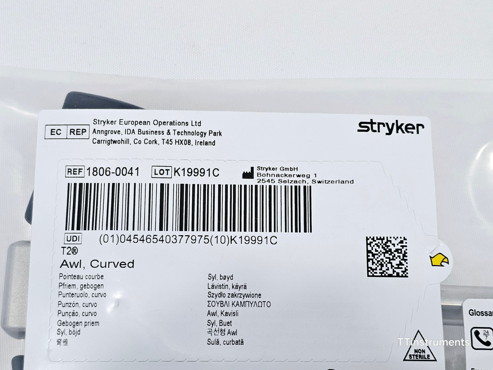 Stryker 1806-0041 T2 Awl Curved 9mm