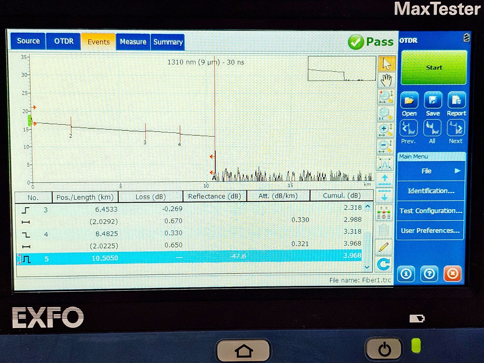 EXFO MAX-715B-M1 iOLM OTDR MaxTester 1310/1550 nm APC SM