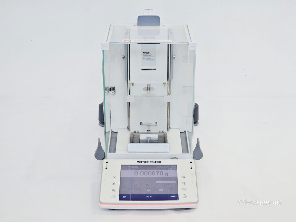 Mettler Toledo lab balance side angle view showing housing and build quality
