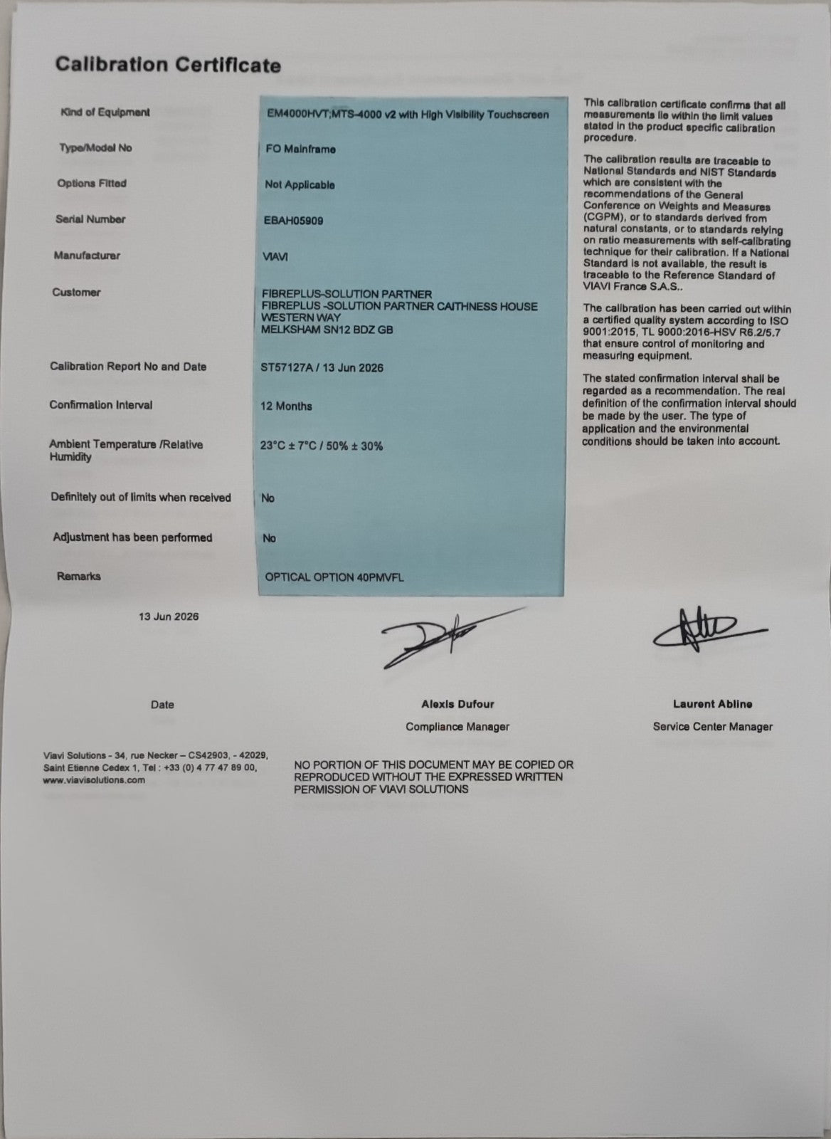Calibrated Viavi JDSU MTS 4000 V2 with 4138 FB65 1310/1550/1650 Live OTDR2