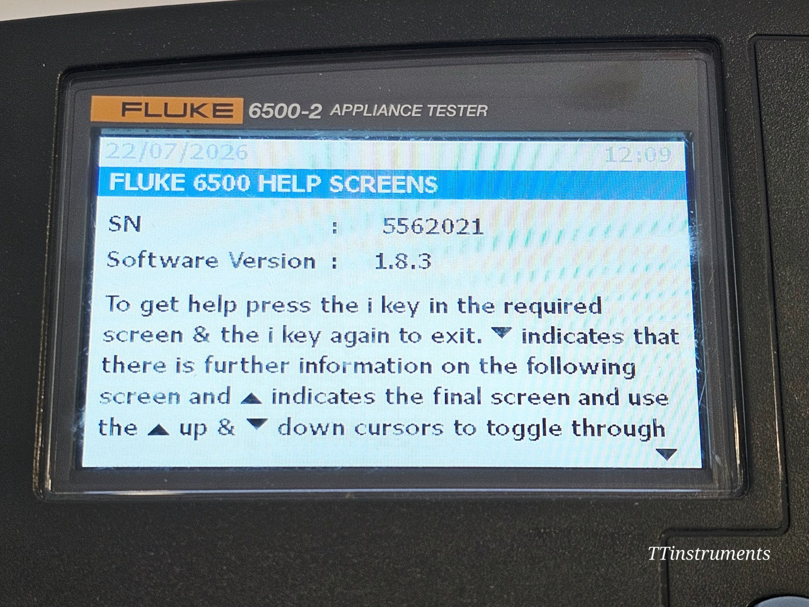 Fluke 6500-2 portable appliance tester angle view used condition
