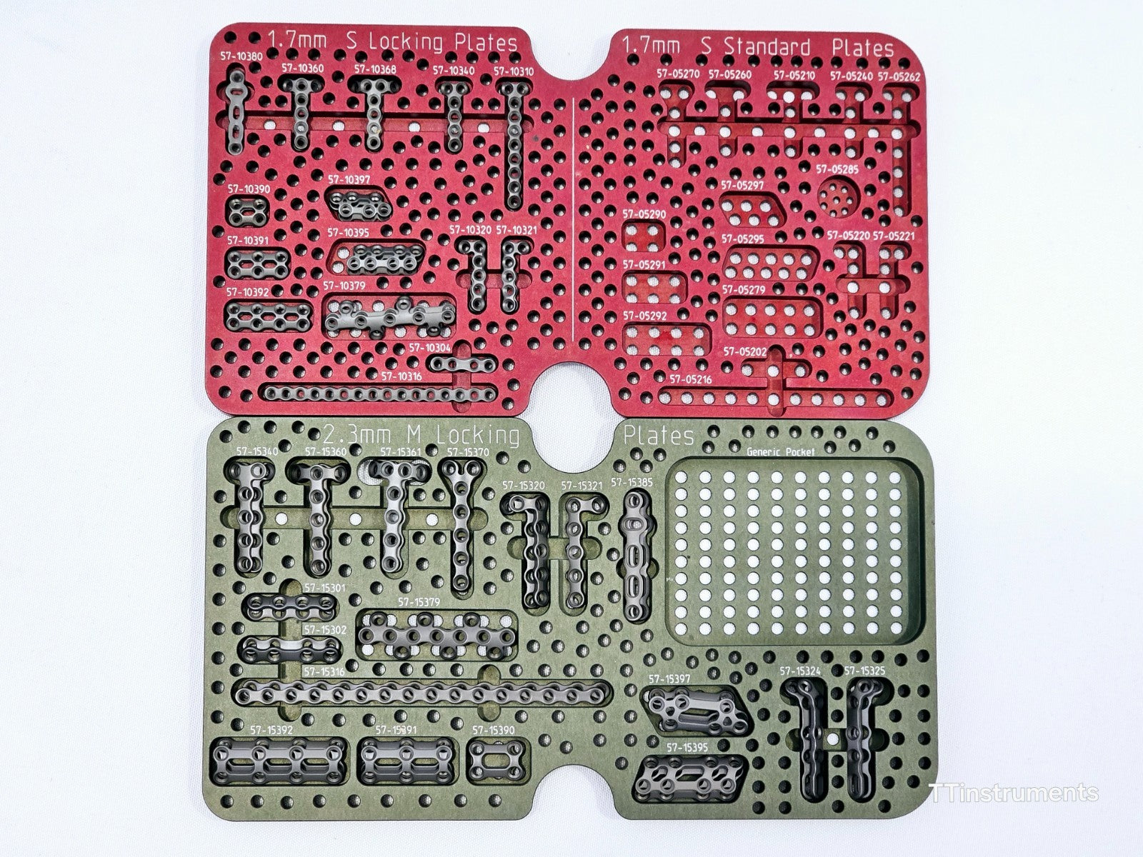 Stryker VariAx Hand Plating System tray with labelled component slots