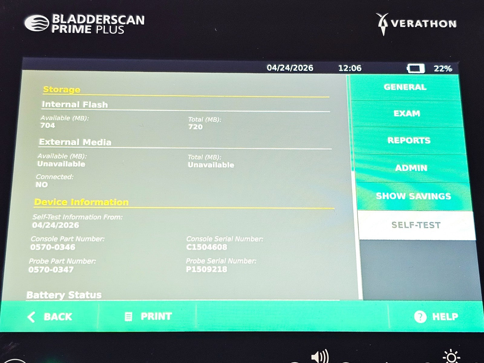 Verathon BladderScan battery compartment detail used ultrasound scanner