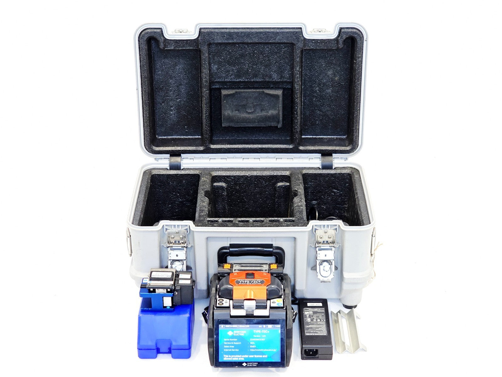 Sumitomo TYPE-72C+ used fusion splicer front view, fibre optic splicing equipment