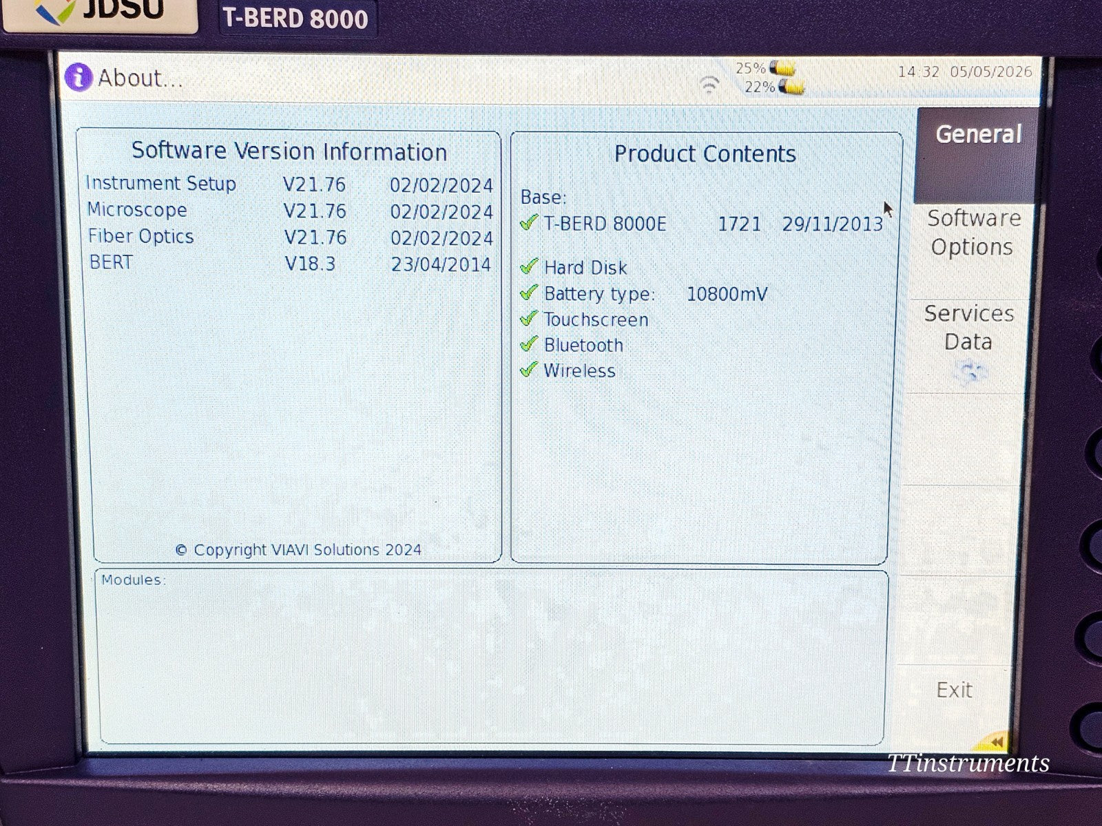 Viavi T-BERD 8000E V2 Mainframe with C8200 Dual Module Carrier9