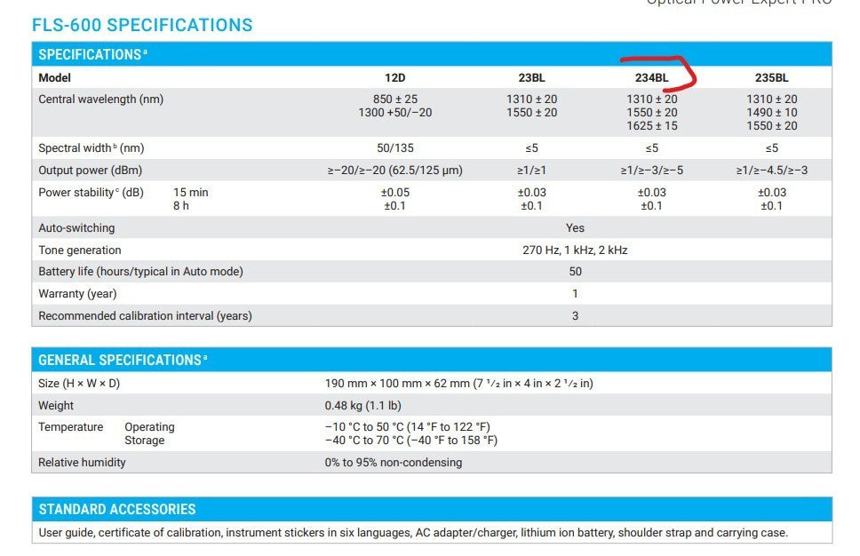 EXFO FLS-600 Light Source FLS-600-234BL 1310/1550/1625 nm APC-SC MFD20221