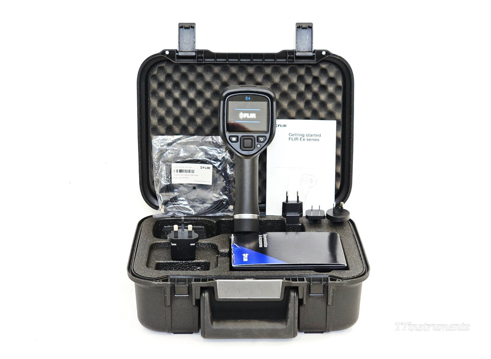 FLIR E4 thermal camera front view showing lens and body design