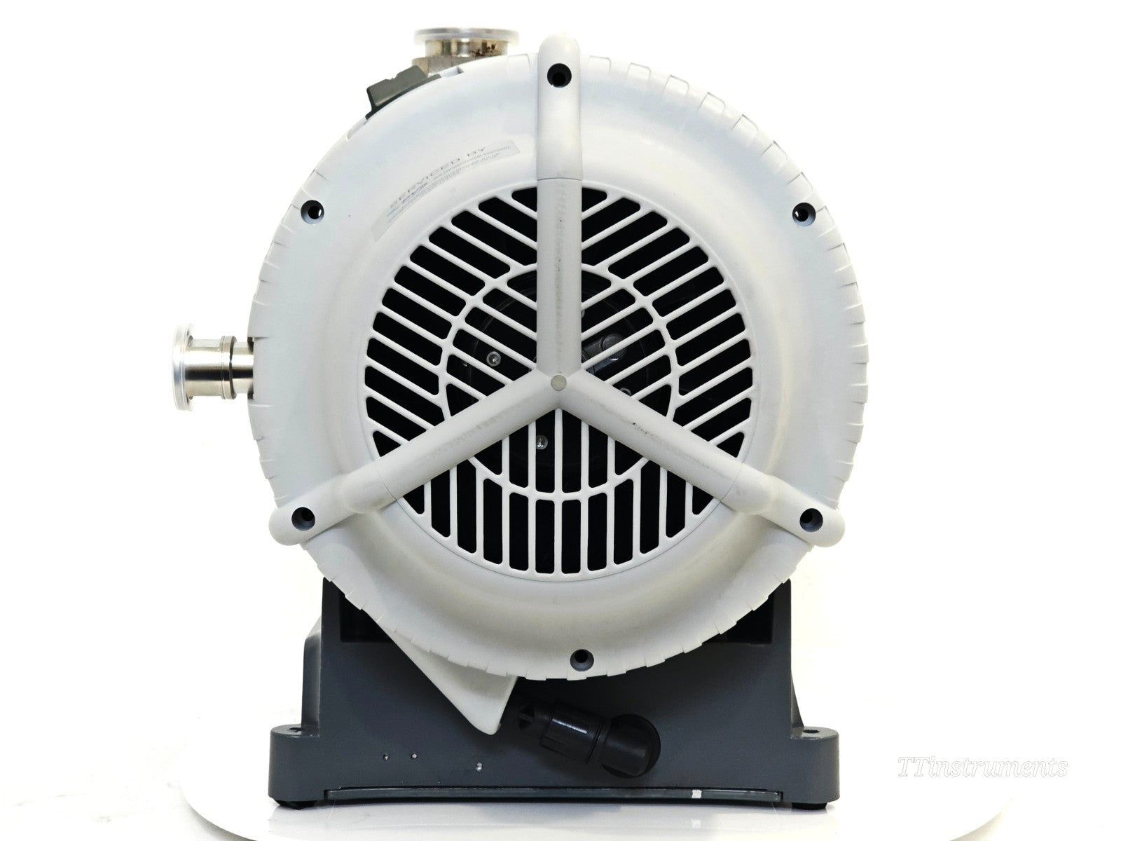 Edwards XDS35i vacuum pump rear panel with exhaust and power connections