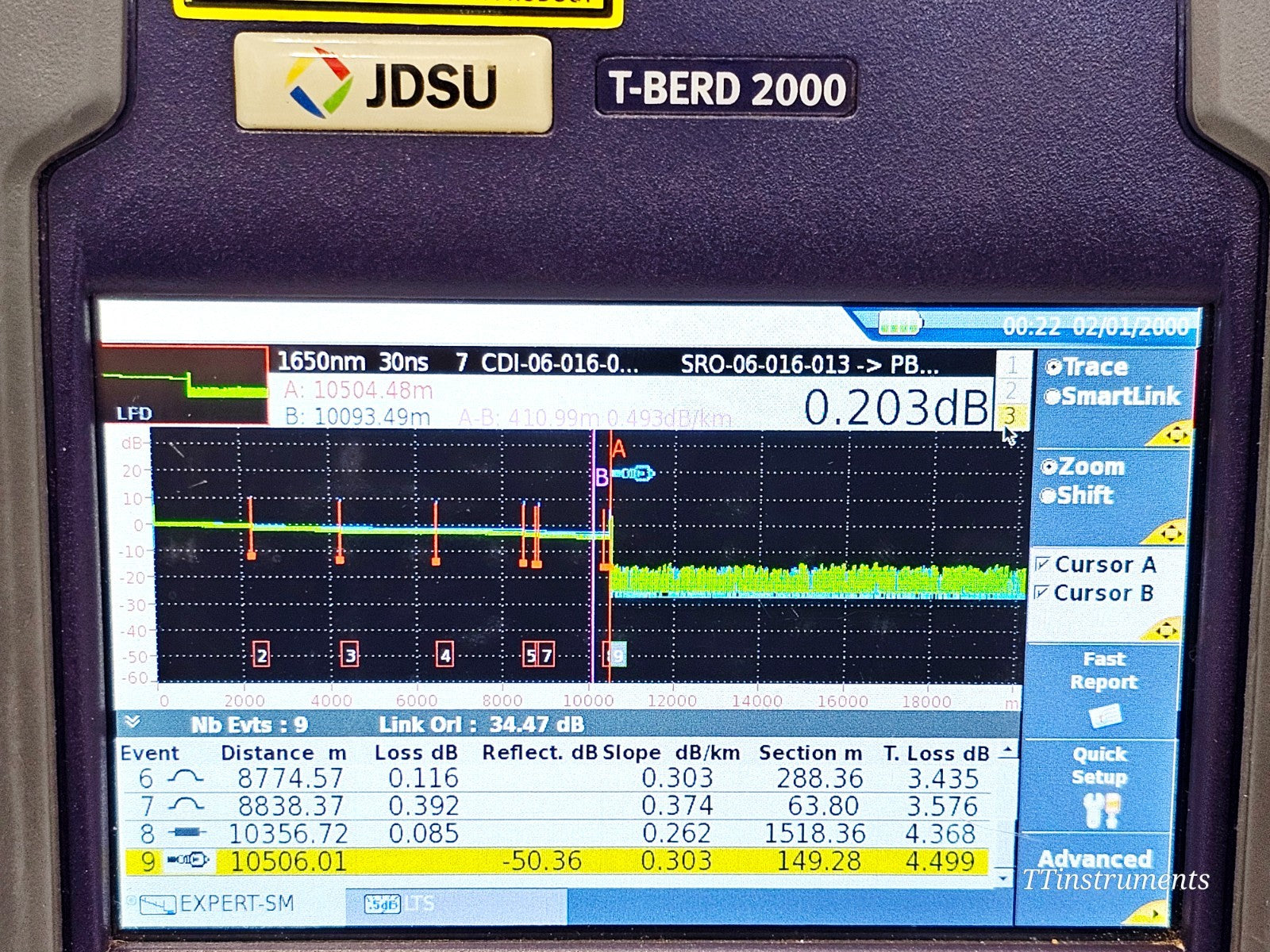 Viavi JDSU T-BERD 2000 + 4138 RMP65 1310/1550 & 1650 nm Filtered Metro PON OTDR22