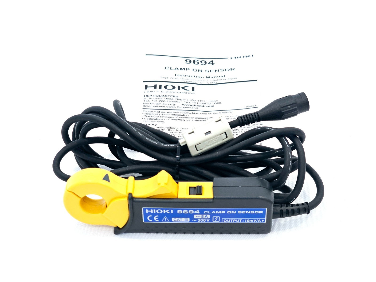 Hioki 9694 Clamp On Sensor CAT III 300V 5A 10mV/A for PW3360/65 3169 PW3198