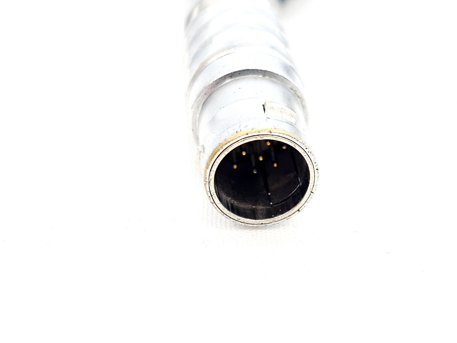 Narda SRM RF cable multi-pin Lemo plug end close-up showing gold contact pins for SRM-3006 connection