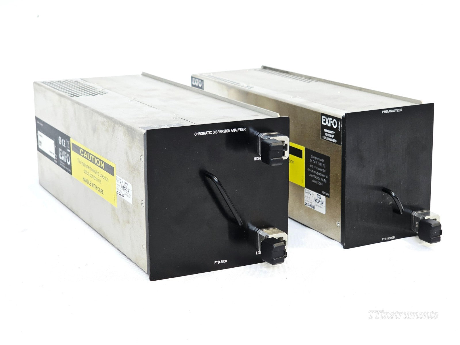 EXFO FTB-500 label and serial number plate close-up