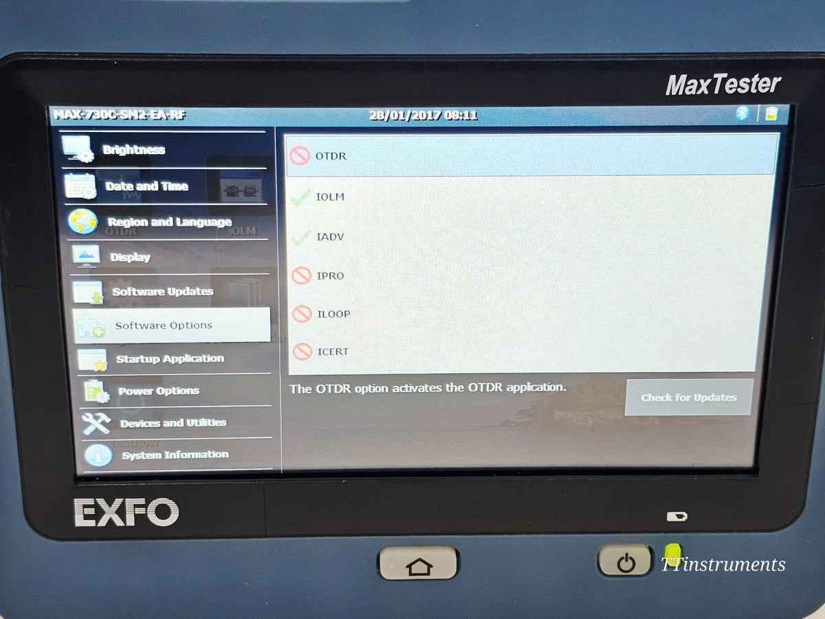 EXFO MAX-730C-SM2-EA fiber optic OTDR module slot view